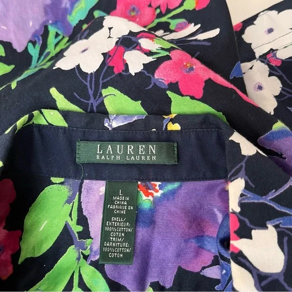 Lauren Ralph Lauren Women’s Floral 100% Cotton Shirt Size L - Picture 5 of 7